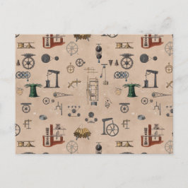Antiek werktuigbouwkundige wetenschapspatroon briefkaart