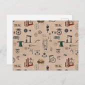 Antiek werktuigbouwkundige wetenschapspatroon briefkaart (Voorkant / Achterkant)