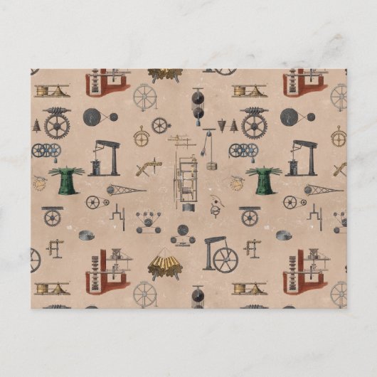 Antiek werktuigbouwkundige wetenschapspatroon briefkaart (Voorkant)