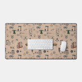 Antiek werktuigbouwkundige wetenschapspatroon bureaumat (Keyboard & Muis)