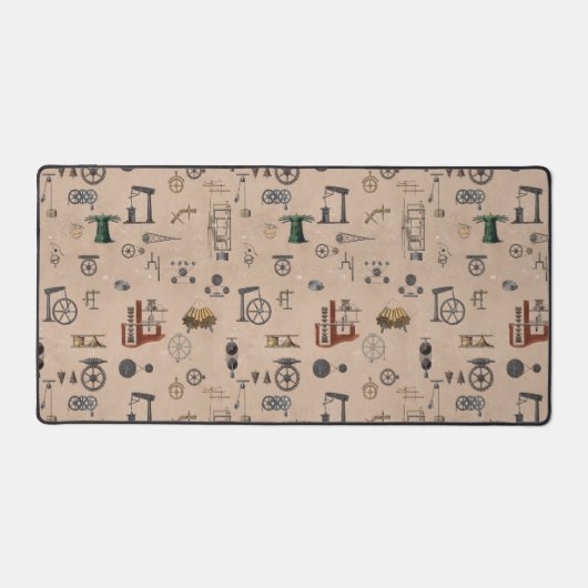 Antiek werktuigbouwkundige wetenschapspatroon bureaumat (Voorkant)