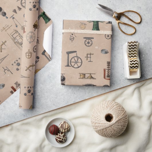 Antiek werktuigbouwkundige wetenschapspatroon cadeaupapier (Crafts)