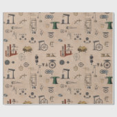 Antiek werktuigbouwkundige wetenschapspatroon cadeaupapier (Vlak)