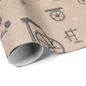 Antiek werktuigbouwkundige wetenschapspatroon cadeaupapier (Rol Hoek)