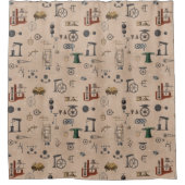 Antiek werktuigbouwkundige wetenschapspatroon douchegordijn (Voorkant)