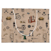 Antiek werktuigbouwkundige wetenschapspatroon groot cadeauzakje (Achterkant)