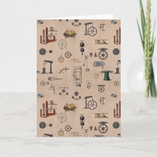 Antiek werktuigbouwkundige wetenschapspatroon kaart (Voorkant)