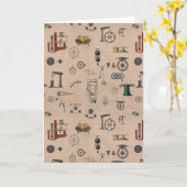 Antiek werktuigbouwkundige wetenschapspatroon kaart (Gele Bloem)