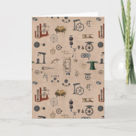 Antiek werktuigbouwkundige wetenschapspatroon kaart