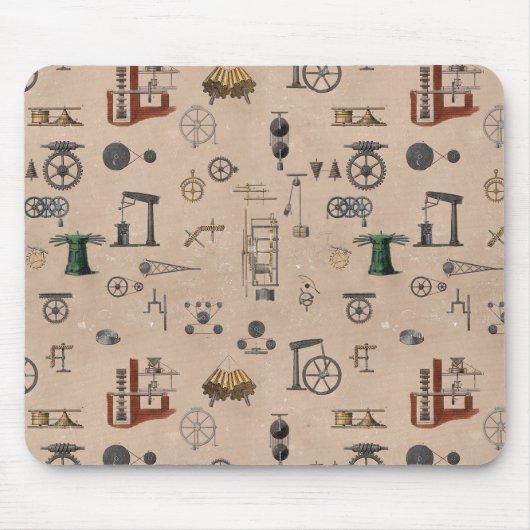 Antiek werktuigbouwkundige wetenschapspatroon muismat (Voorkant)