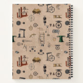 Antiek werktuigbouwkundige wetenschapspatroon notitieboek (Achterkant)