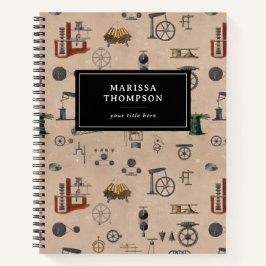 Antiek werktuigbouwkundige wetenschapspatroon notitieboek