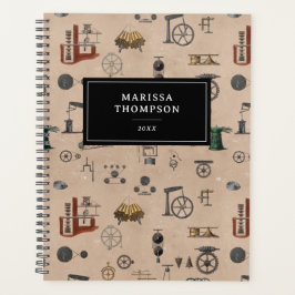 Antiek werktuigbouwkundige wetenschapspatroon planner