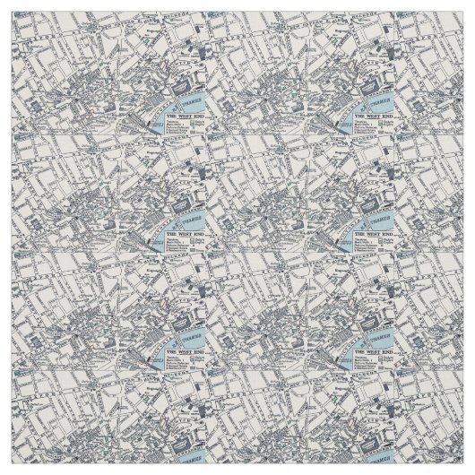 Antiek West End Map Londen Stof (Swatch)