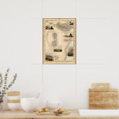 Antiek Westerne eilandenkaart Poster (Keuken)