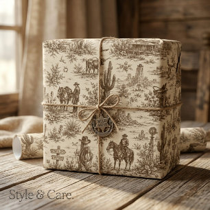 Antiek Westerse Woestijn Toile Naadloos Patroon Cadeaupapier