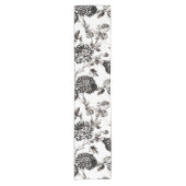 Antiek White & Black Botanical Floral Toile No.2 Korte Tafelloper (Voorkant)