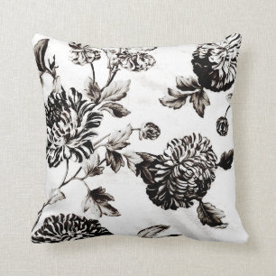 Antiek White & Black Botanical Floral Toile No.2 Kussen