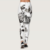 Antiek White en Black Floral Toile No.2 Leggings (Achterkant)