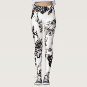 Antiek White en Black Floral Toile No.2 Leggings (Voorkant)