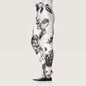 Antiek White en Black Floral Toile No.2 Leggings (Links)