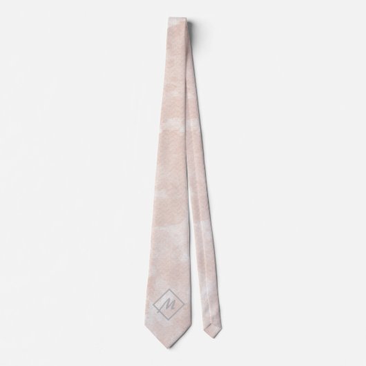Antiek White Gainsboro Pink Grey Monogram Necktie Stropdas (Voorkant)