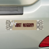 Antiek White Lace en Linen Wedding Bumpersticker (Op auto)