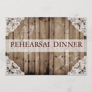 Antiek-White Lace Wedding Rehearsal Kaart