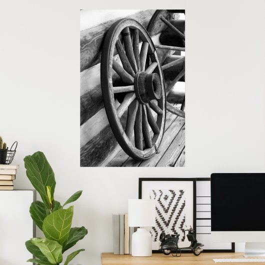 Antiek wiel - zwart en wit Poster (Thuiskantoor)
