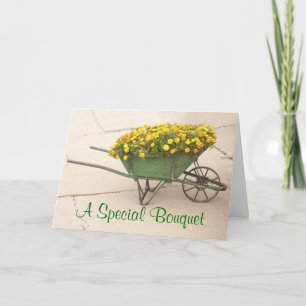 Antiek Wielbarrow Marigolds denken aan jou Kaart