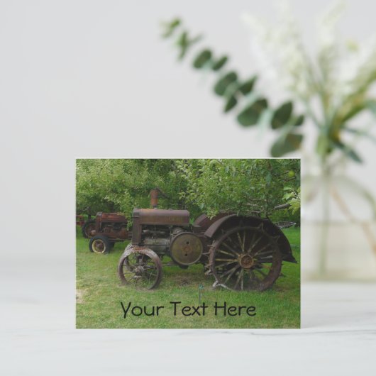 Antiek wieltractoren briefkaart (Staand voorkant)