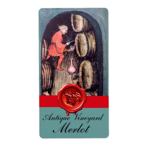 ANTIEK WIJNCELLAR RODE GRAPE WAX SEAL ETIKET