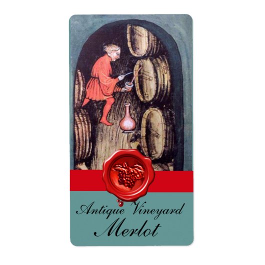 ANTIEK WIJNCELLAR RODE GRAPE WAX SEAL ETIKET (Voorkant)