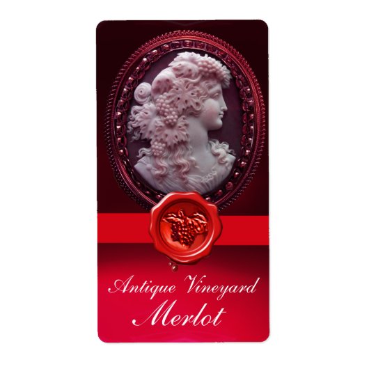 ANTIEK WIJNLADY EN RODE WAXSEAL ETIKET (Voorkant)
