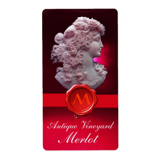 ANTIEK WIJNLADY EN RODE WAXSEAL ETIKET (Voorkant)
