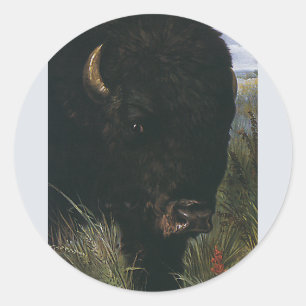 Antiek wild dier, buffel of Amerikaanse bizon Ronde Sticker
