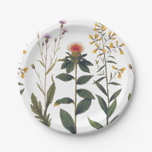 Antiek Wildflower Elegante  Natuur Lover Papieren Bordje (Voorkant)