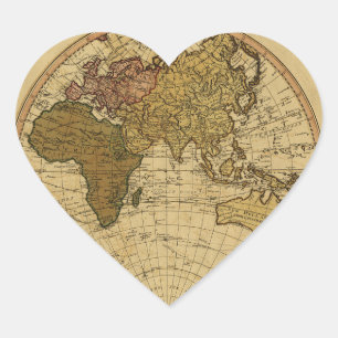 Antiek William Faden 1786 Eastern Hemisphere Map Hart Sticker