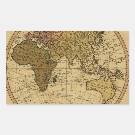 Antiek William Faden 1786 Eastern Hemisphere Map Rechthoekige Sticker (Voorkant)