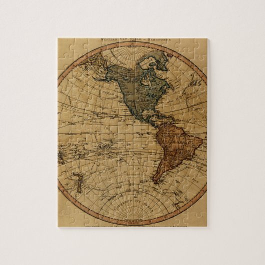 Antiek William Faden 1786 Westerne Hemisphere Map Legpuzzel (Verticaal)