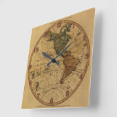 Antiek William Faden 1786 Westerne Hemisphere Map Vierkante Klok (Hoek)