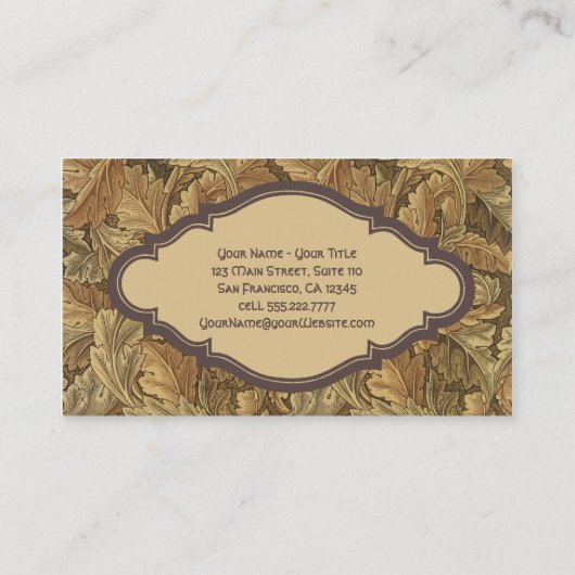 Antiek William Morris Autmun Leaves Acanthus Visitekaartje (Achterkant)