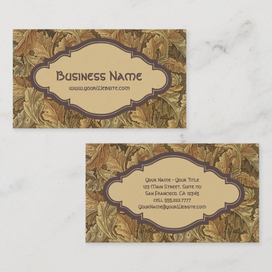 Antiek William Morris Autmun Leaves Acanthus Visitekaartje (Voorkant / Achterkant)