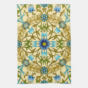 Antiek William Morris Blauwe Madeliefjes Bloemmoti Theedoek