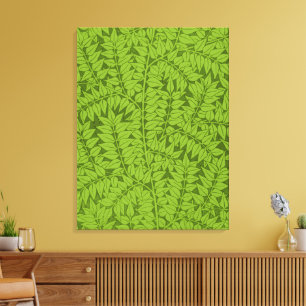 Antiek William Morris Branch Groene Blad Patroon Canvas Afdruk