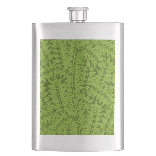 Antiek William Morris Branch Groene Blad Patroon Flacon (Voorkant)