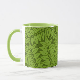 Antiek William Morris Branch Groene Blad Patroon Mok