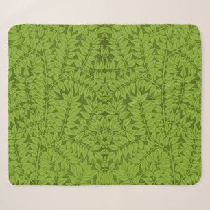 Antiek William Morris Branch Groene Blad Patroon Sherpa Deken