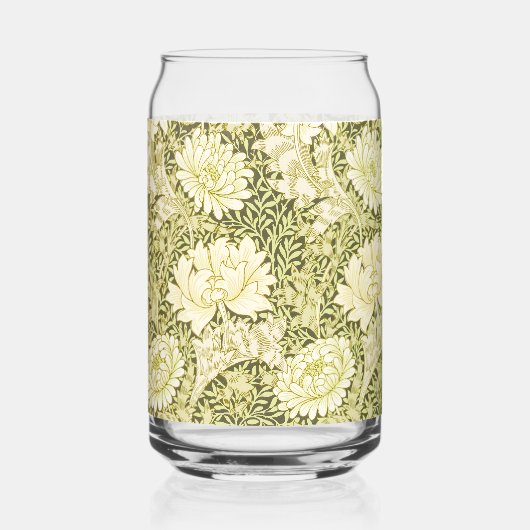 Antiek William Morris Chrysanthemum Patroon Blikvorm Glas (Voorkant)
