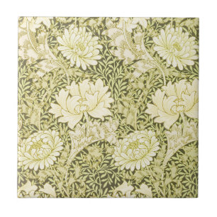 Antiek William Morris Chrysanthemum Patroon Tegeltje